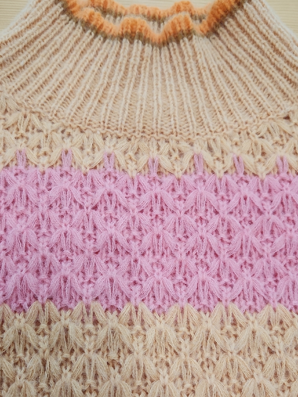 Lalavon Cozy Aesthetic Sweetheart Stitch Striped Cropped Sweater Pink Yellow M - Picture 12 of 16